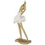 4_Standing Ballerina 9 1/4" High Matte Gold and White Statue more views