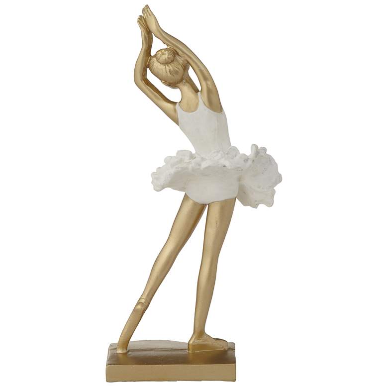 Image 5 Standing Ballerina 9 1/4" High Matte Gold and White Statue more views