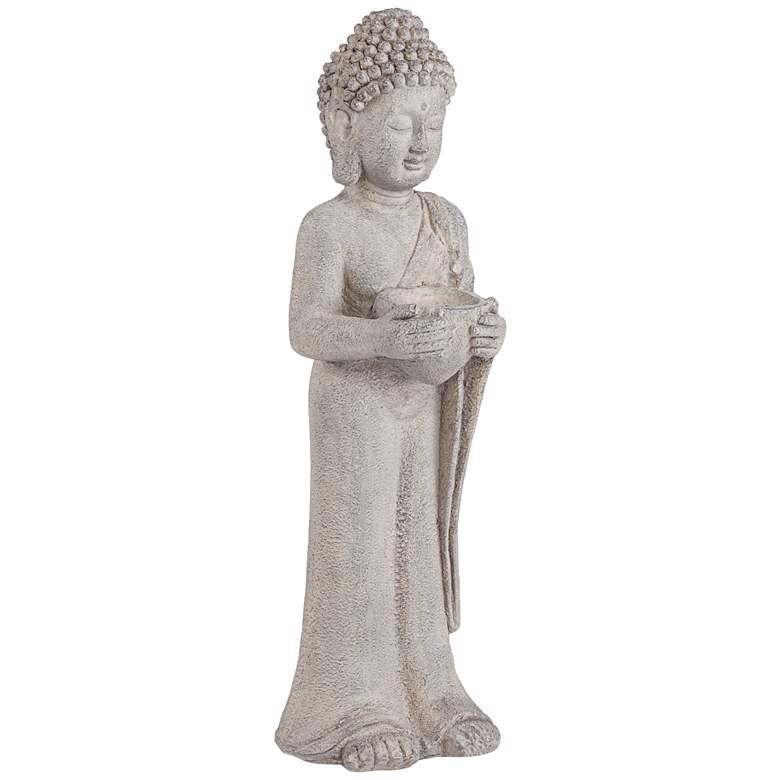 Image 2 Standing Buddha 32" High Gray Indoor-Outdoor Statue