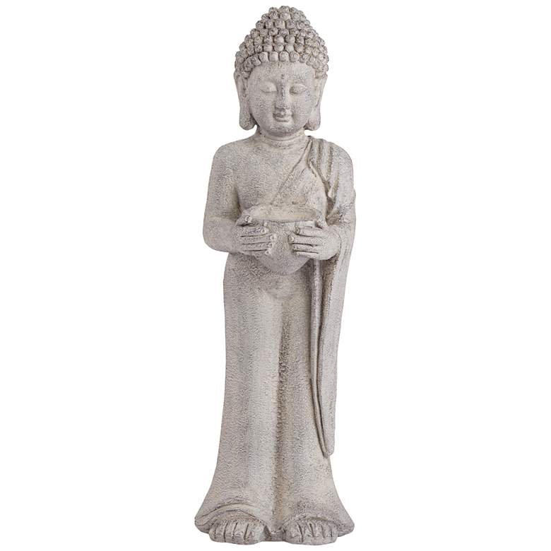 Image 5 Standing Buddha 32" High Gray Indoor-Outdoor Statue more views