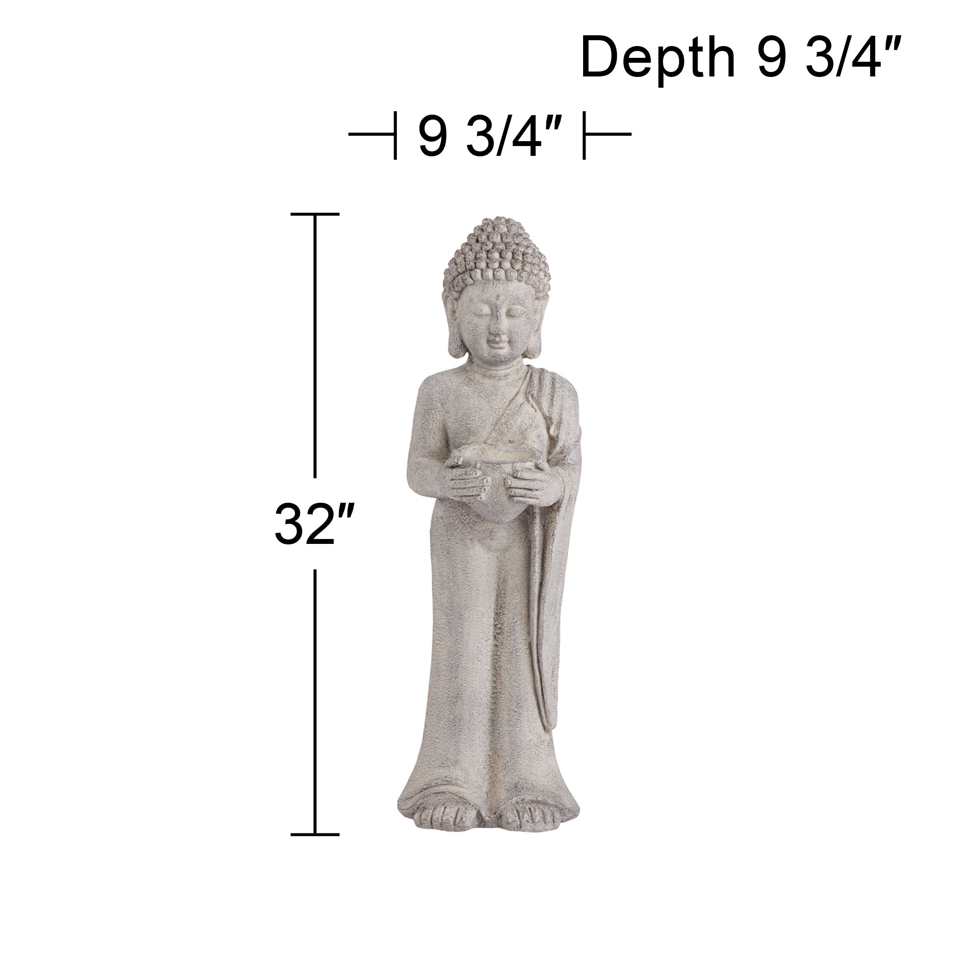 Standing Buddha 32" High Gray Indoor-Outdoor Statue
