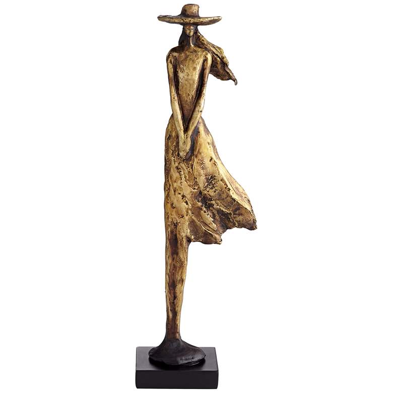 Standing Girl Windy Day 14 1/4&quot; High Copper Finish Modern Statue more views