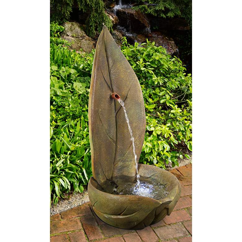 Image 1 Standing Leaf 46 1/2 inch High Relic Nebbia LED Outdoor Fountain