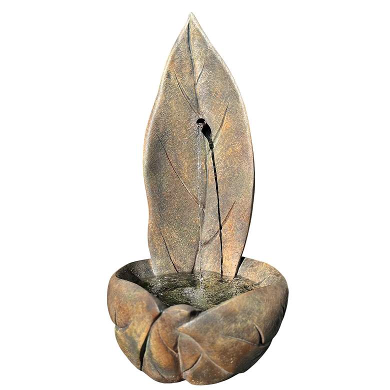 Image 1 Standing Leaf 46 1/2 inch High Relic Nebbia LED Outdoor Fountain