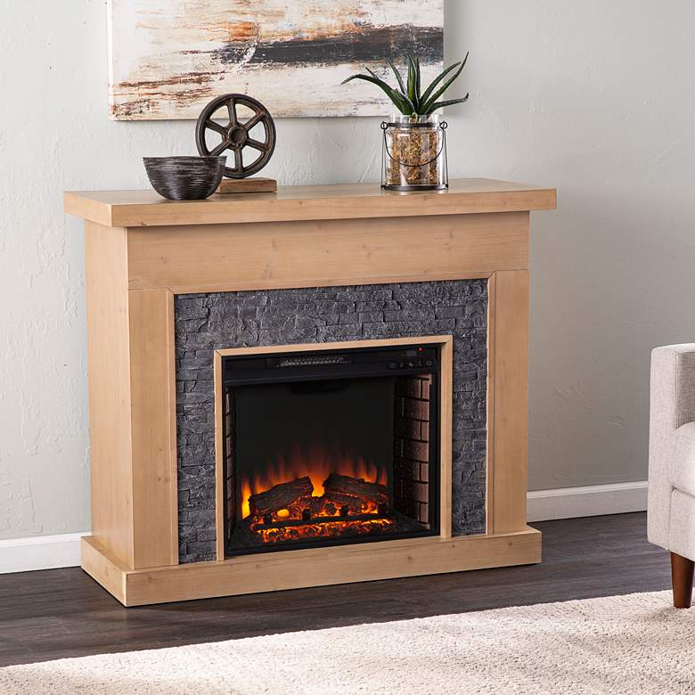 Image 1 Standlon 45 inch Wide Natural Gray Wood Electric Fireplace