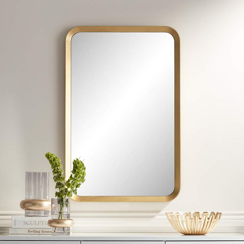 Image 1 Stanhope Gold 23 3/4" x 36" Round Edge Rectangular Wall Mirror