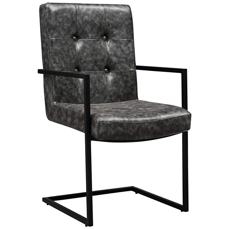 Image 1 Stanley Gray Eco Leather Tufted Armchair
