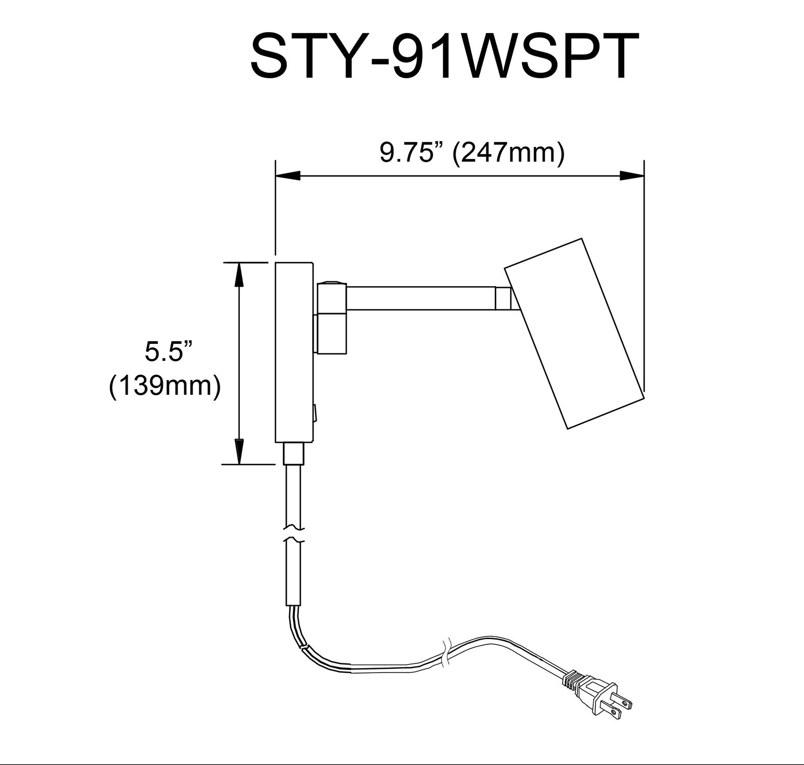 Thumbnail2 of Stanly 5.5" High Matte White Wall Swing Arm Spotlight more views
