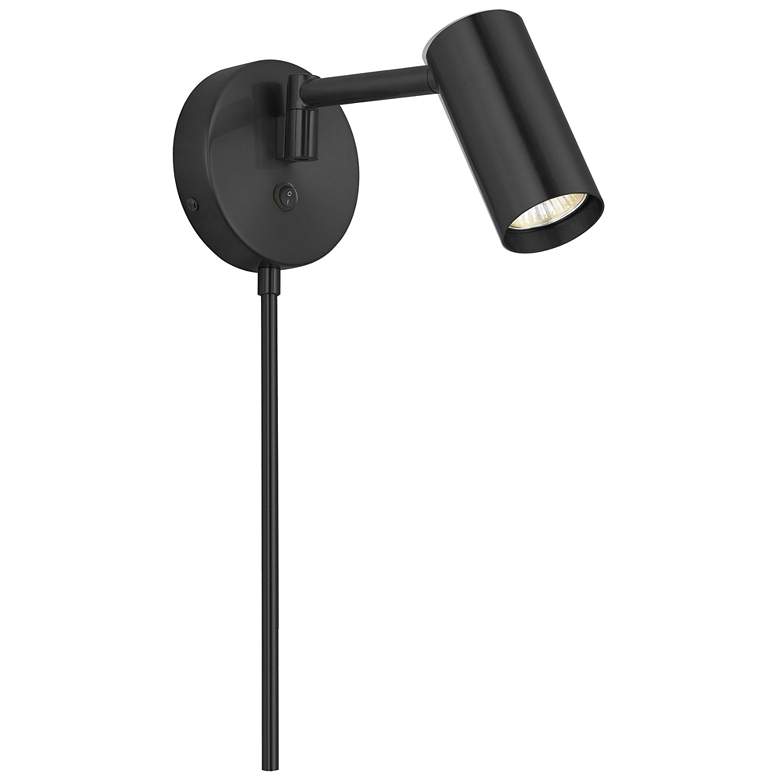 Image 1 Stanly 5.5" High Matte Black Wall Swing Arm Spotlight