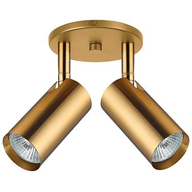Stanly 7 1/2"H Electroplated Aged Brass 2-Light Spotlight