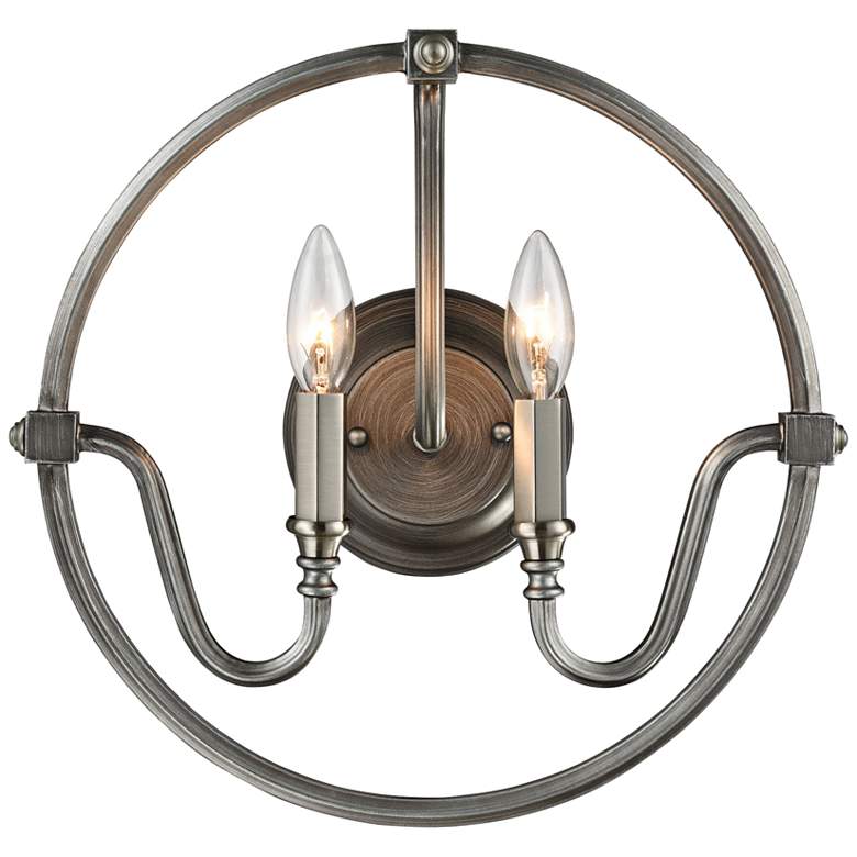 Image 1 Stanton 14 inchH Weathered Zinc and Brushed Nickel Wall Sconce