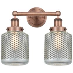 Stanton 15&quot;W 2 Light Antique Copper Bath Light With Clear Crackle Shad