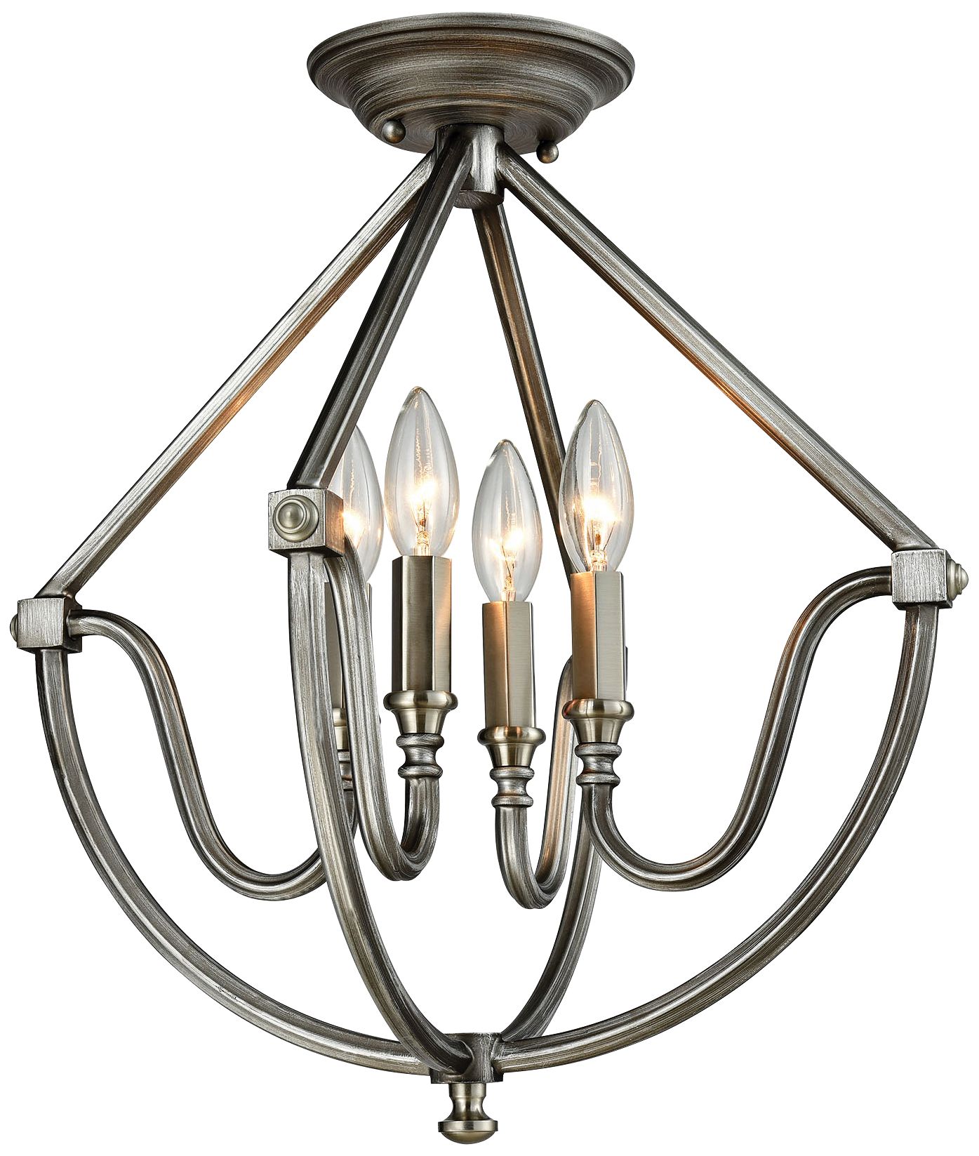 Stanton 16"W Weathered Zinc - Brushed Nickel Ceiling Light