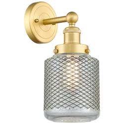 Stanton 2.2&quot; High Satin Gold Sconce With Crackle Shade
