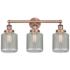 Stanton 24"W 3 Light Antique Copper Bath Light With Clear Crackle Shad