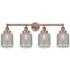 Stanton 33"W 4 Light Antique Copper Bath Light With Clear Crackle Shad