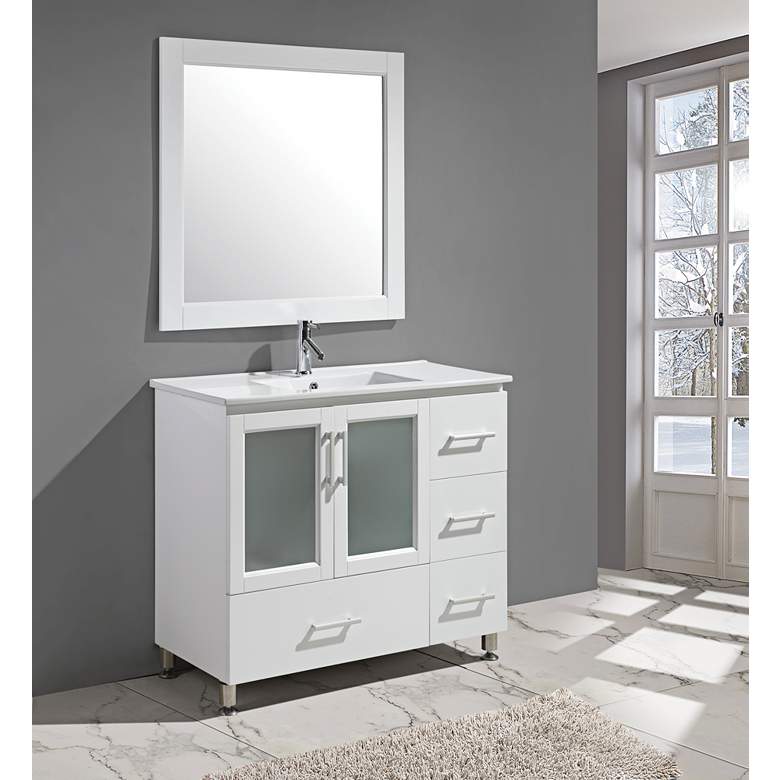 Image 1 Stanton 40" Porcelain White Single Sink Vanity Set