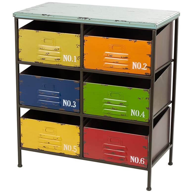 Image 2 Stanwood 23 inch Wide Multi-Colored Iron 6-Drawer Storage Unit