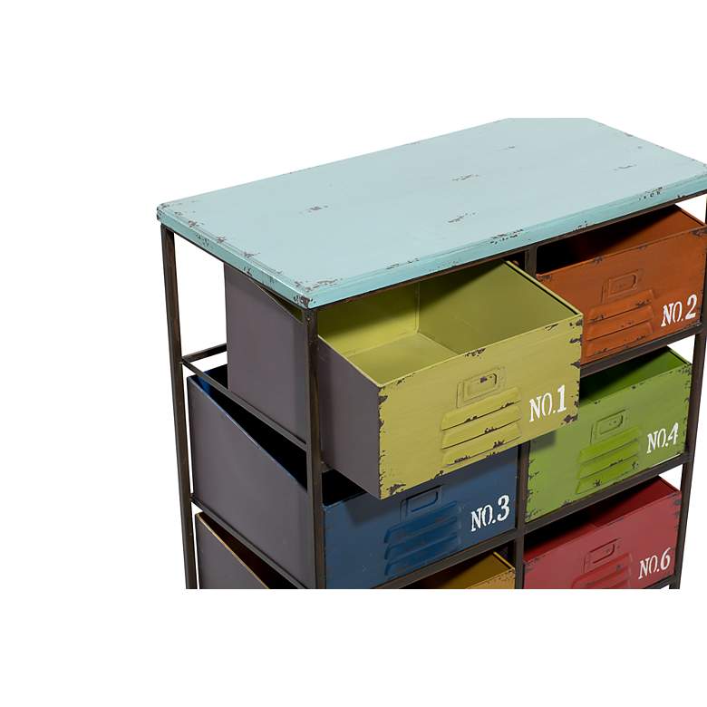 Image 3 Stanwood 23" Wide Multi-Colored Iron 6-Drawer Storage Unit more views