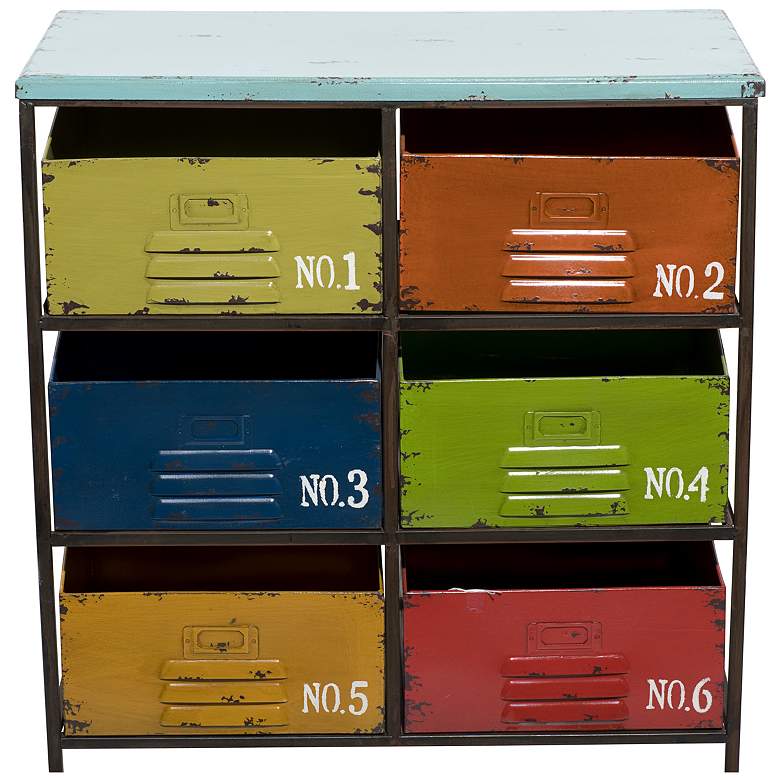 Image 4 Stanwood 23" Wide Multi-Colored Iron 6-Drawer Storage Unit more views