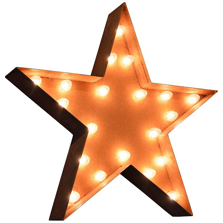Image 1 Star 24 inch High Rusted Lighted Marquee Sign