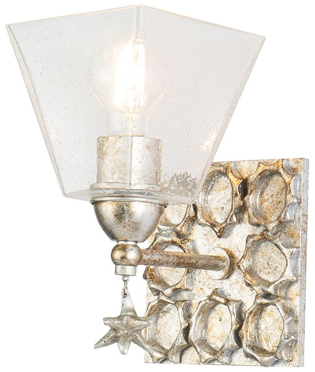 Star 9 1/2" High Silver Leaf Wall Sconce