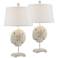 Star Coral Antique White Sculpted Coastal Table Lamps Set of 2