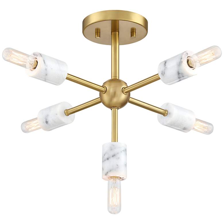 Image 1 Star Dust 16.5 in. 5-Light Brushed Gold Mid-Century Modern Semi Flush Mount