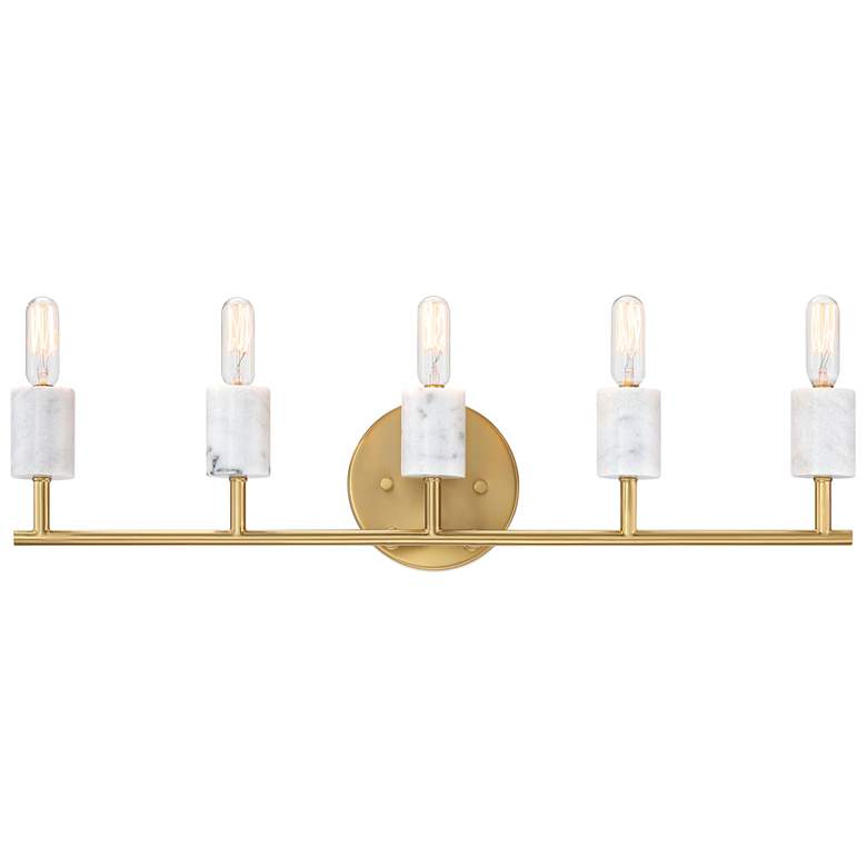 Image 1 Star Dust 24.25 in. 5-Light Brushed Gold Vanity Light with Natural Marble