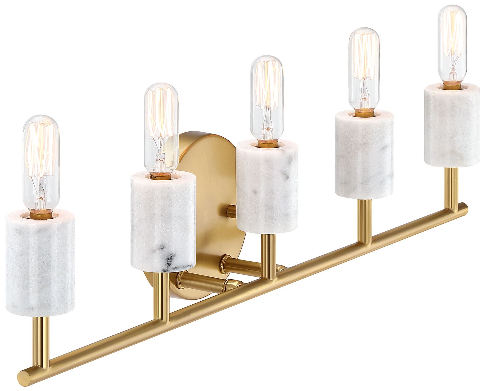 Image 6 Star Dust 24.25 in. 5-Light Brushed Gold Vanity Light with Natural Marble more views