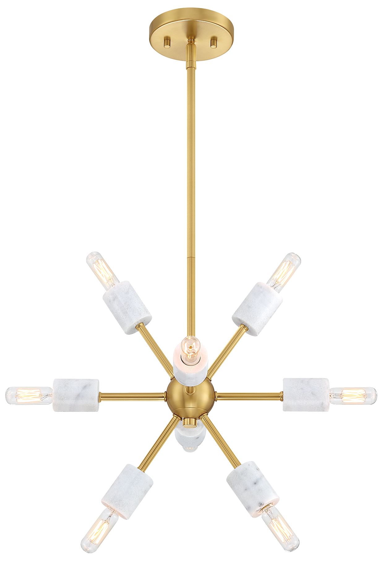 Image 3 Star Dust 60 Watt 8-Light Brushed Gold Mid-Century Modern Pendant Light more views