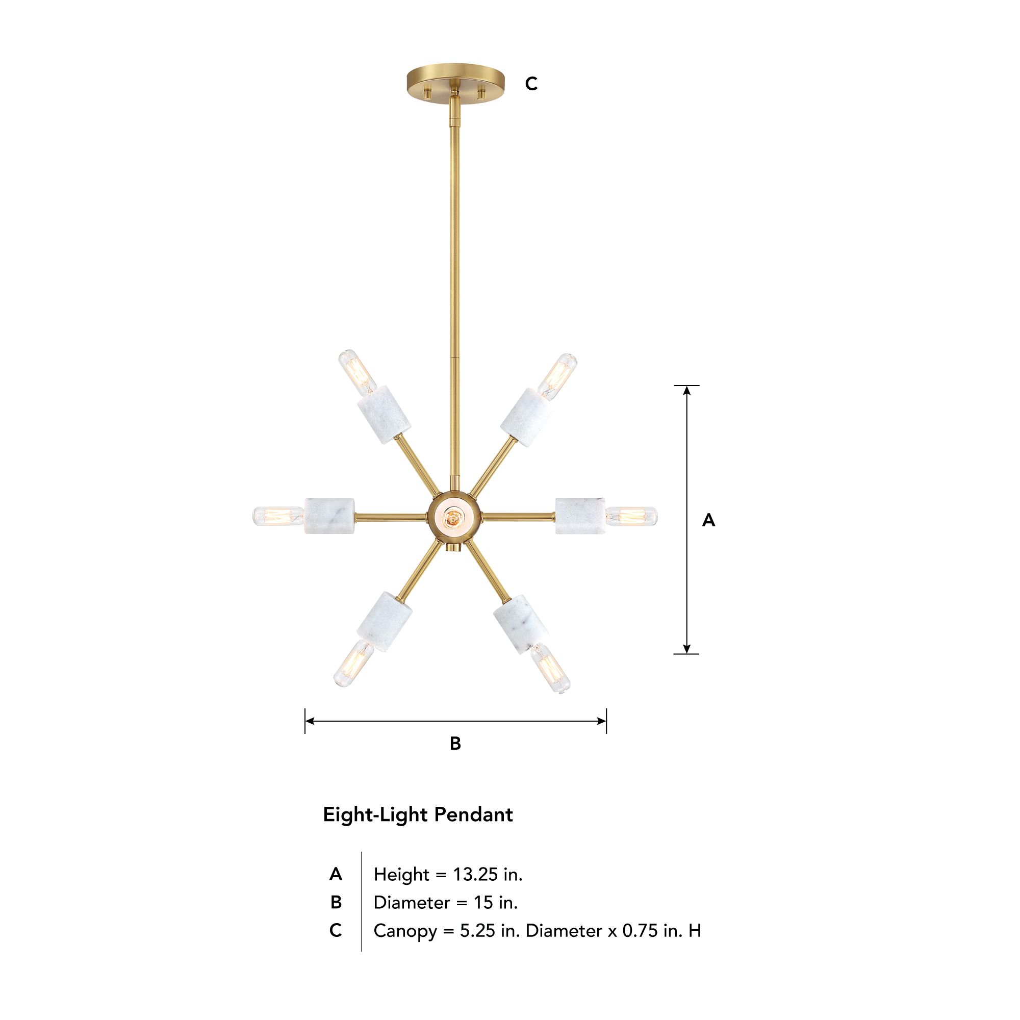 Image 7 Star Dust 60 Watt 8-Light Brushed Gold Mid-Century Modern Pendant Light more views