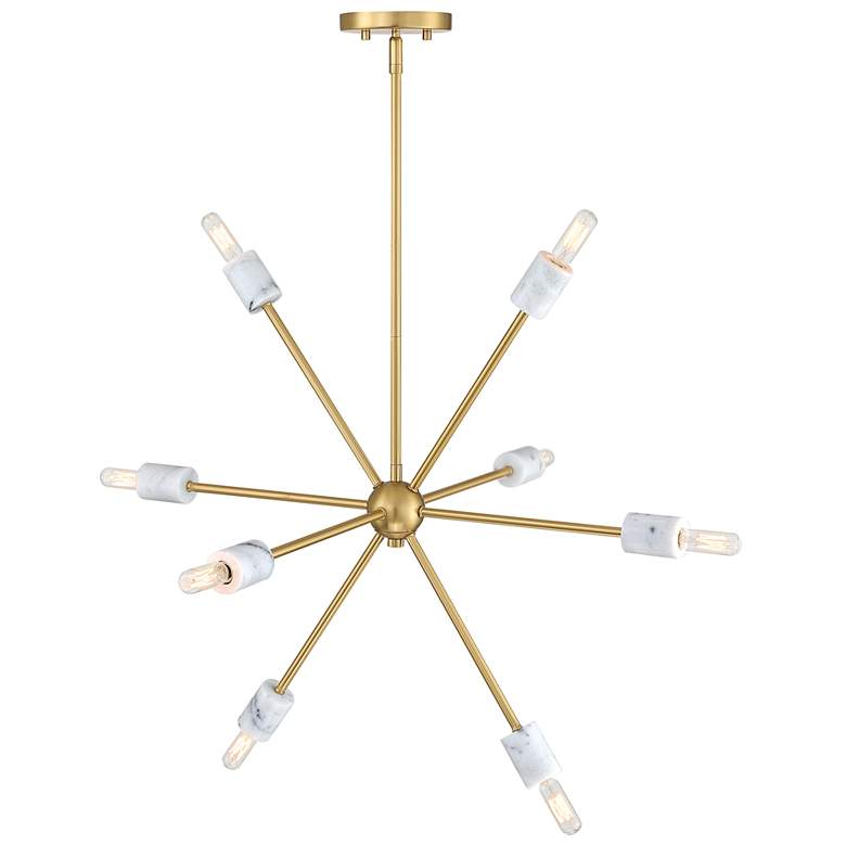 Image 1 Star Dust 8-Light Brushed Gold Mid-Century Modern Sputnik Chandelier