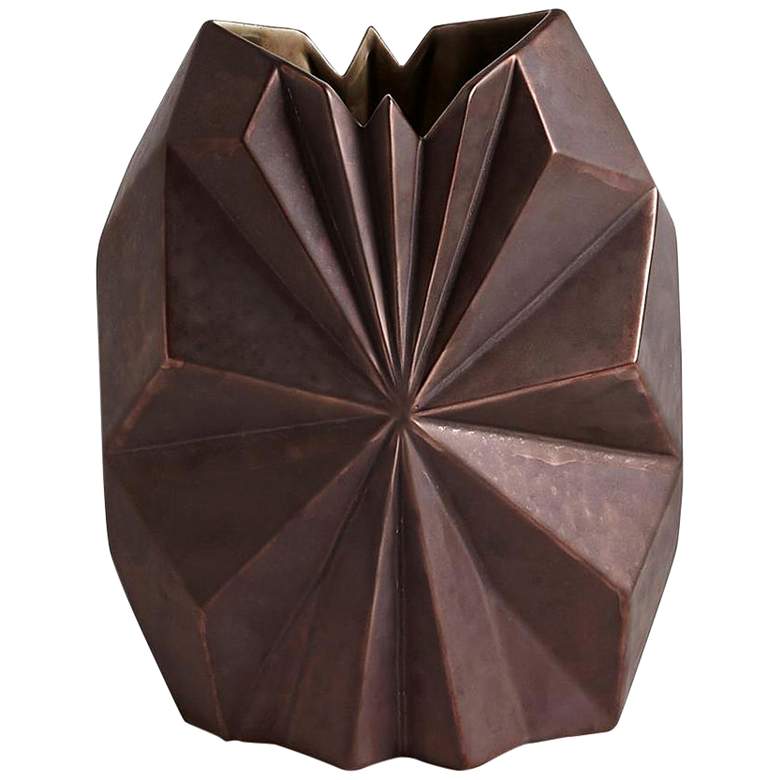 Image 1 Star Facet 12 1/2" High Bronze Ceramic Decorative Vase