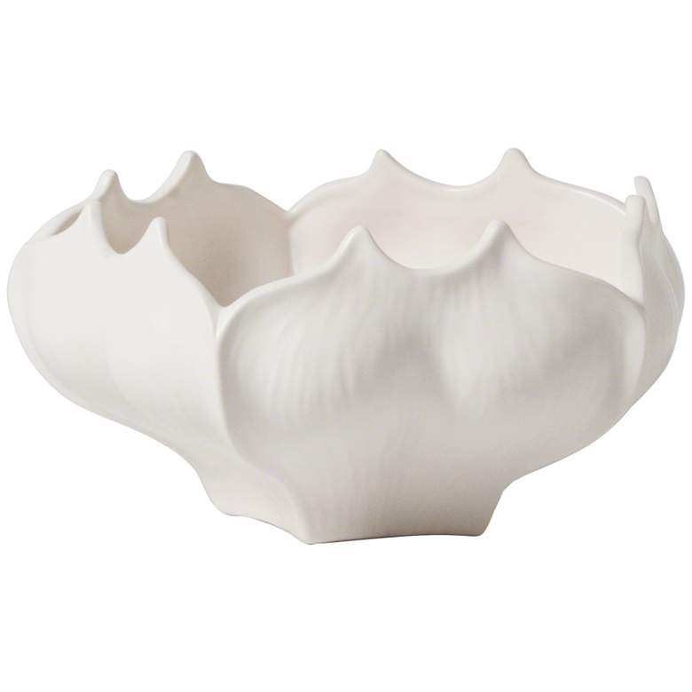 Image 2 Star Fruit 11 inch Wide Matte White Modern Ceramic Bowl