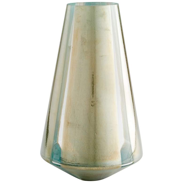 Image 1 Star Gate Large 15" High Green and Golden Glass Vase