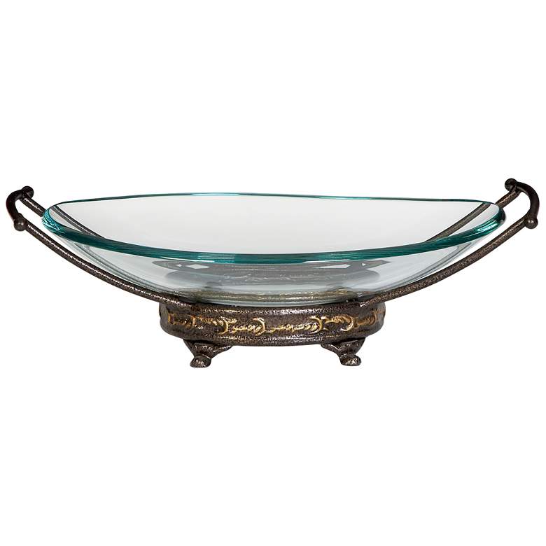 Image 1 Star Mine Clear Glass Black Iron Base Decorative Bowl