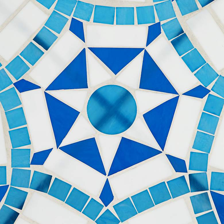 Image 3 Star Mosaic Blue and White Iron Outdoor Accent Table more views