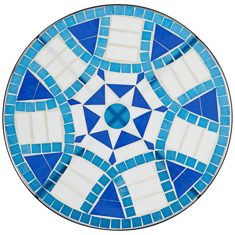 Image 5 Star Mosaic Blue and White Iron Outdoor Accent Table more views