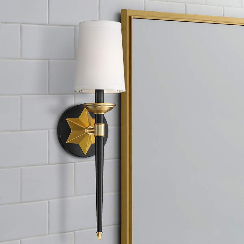Image 1 Star Valley 21 inch High Black and Brass Wall Sconce