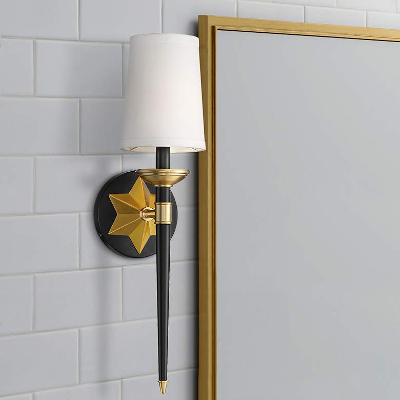 Image 1 Star Valley 21" High Black and Brass Wall Sconce