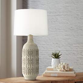 Image1 of Starbird Graystone Wash Carved Vase Table Lamp