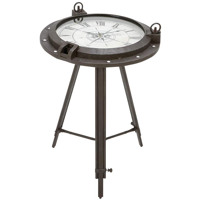 Image 2 Starboard 19" Wide Antique Black Metal Compass Accent Table