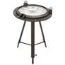 Starboard 19" Wide Antique Black Metal Compass Accent Table