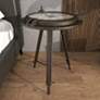 1_Starboard 19" Wide Antique Black Metal Compass Accent Table