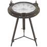 Starboard 19" Wide Antique Black Metal Compass Accent Table