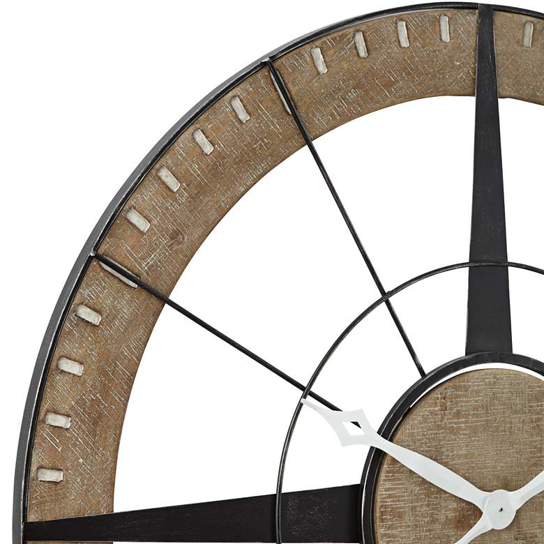 Image 3 Starboard 36 1/2 inch Wide Black and Brown Rustic Compass Wall Clock more views