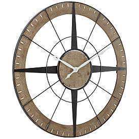 Image4 of Starboard 36 1/2" Wide Black and Brown Rustic Compass Wall Clock more views