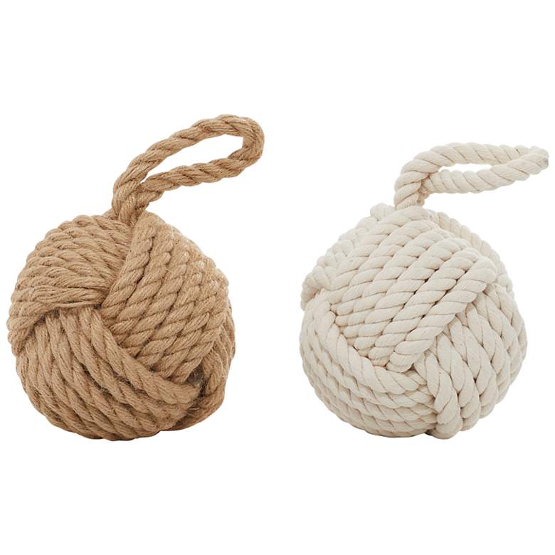 Image 2 Starboard Brown White Jute Knot Sculptures Set of 2