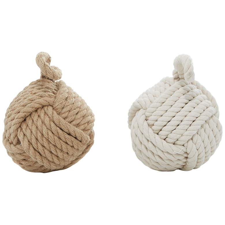 Image 5 Starboard Brown White Jute Knot Sculptures Set of 2 more views
